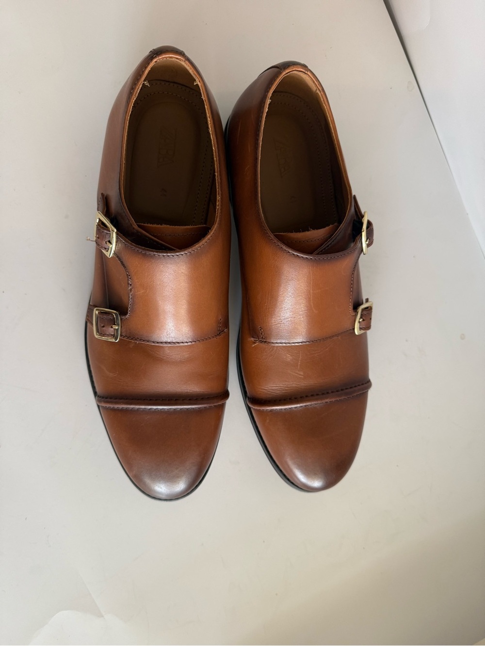 Men's Double Monk Strap Leather Dress Shoes - Brown